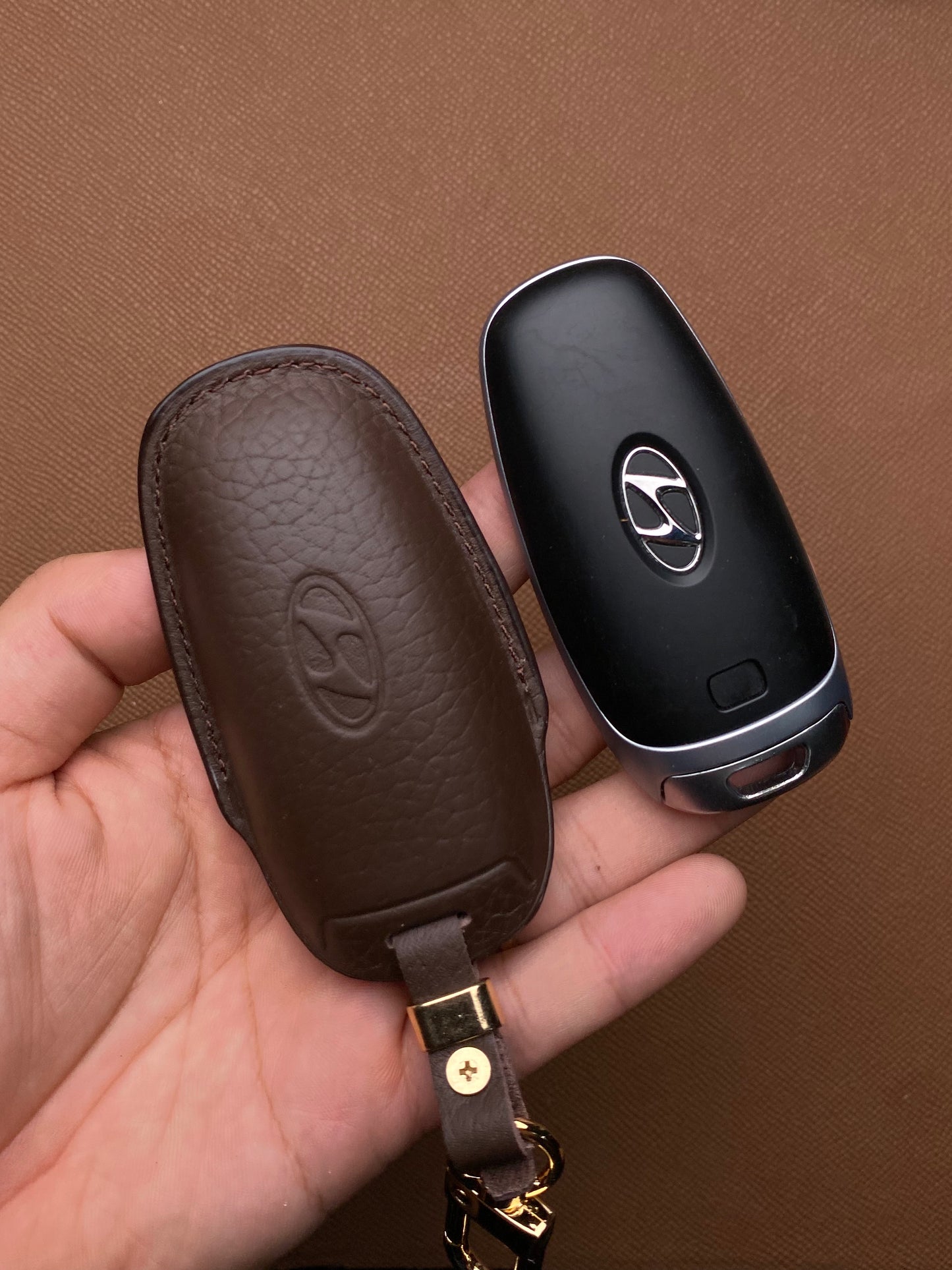 Leather Car Key Case for Hyundai Santa Fe, Tucson, Palisade (2021 - 2024)