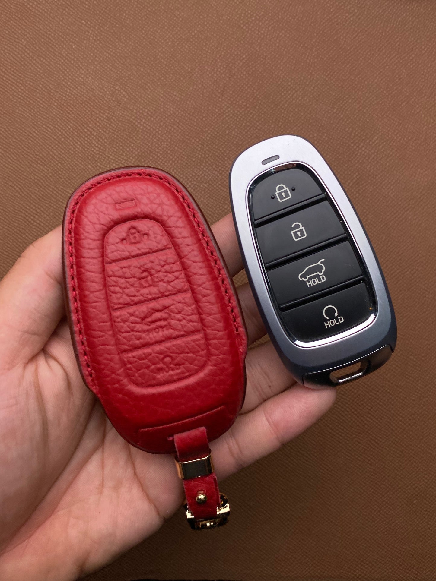 Leather Car Key Case for Hyundai Santa Fe, Tucson, Palisade (2021 - 2024)