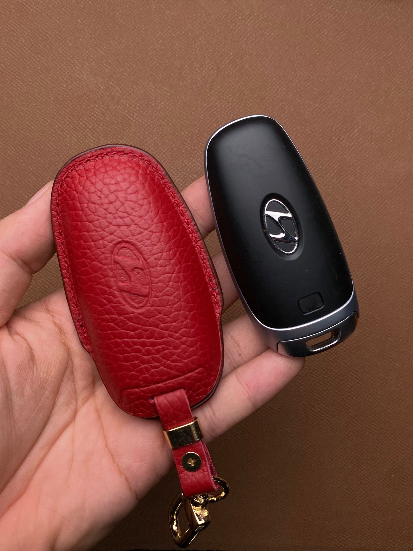 Leather Car Key Case for Hyundai Santa Fe, Tucson, Palisade (2021 - 2024)