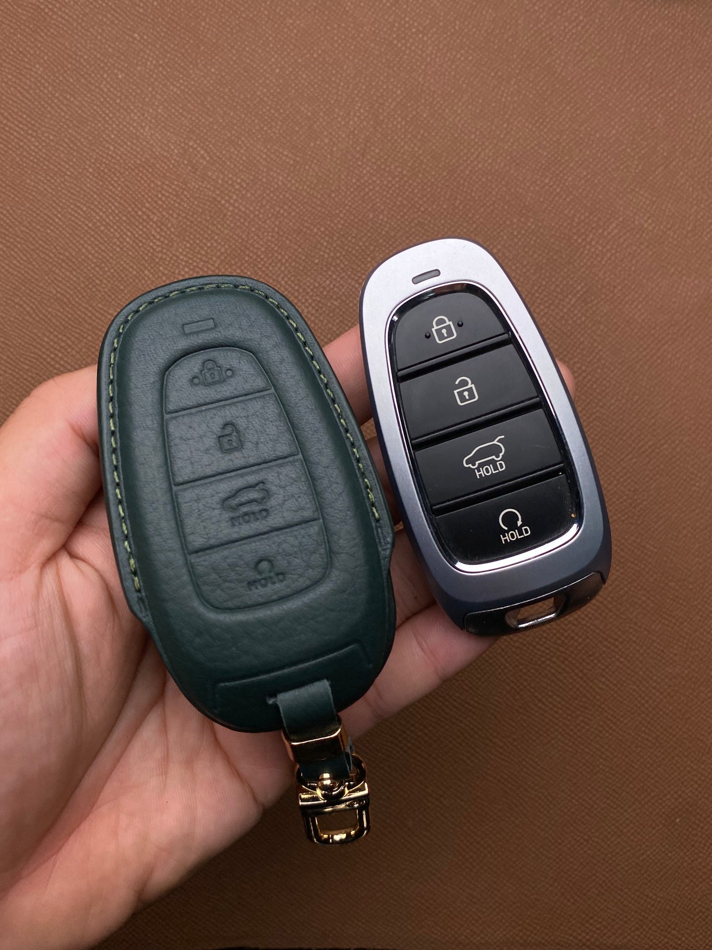 Leather Car Key Case for Hyundai Santa Fe, Tucson, Palisade (2021 - 2024)