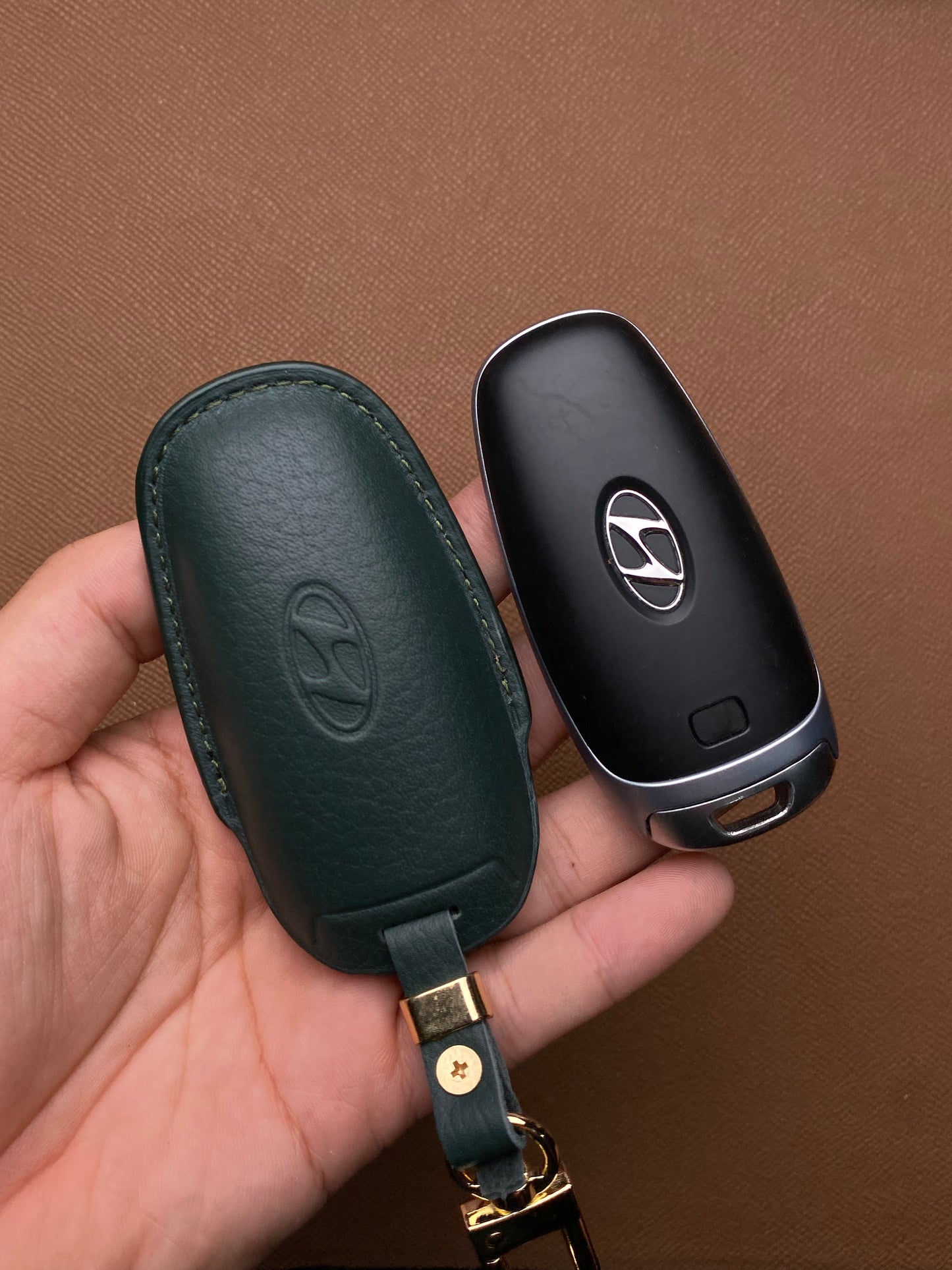 Leather Car Key Case for Hyundai Santa Fe, Tucson, Palisade (2021 - 2024)