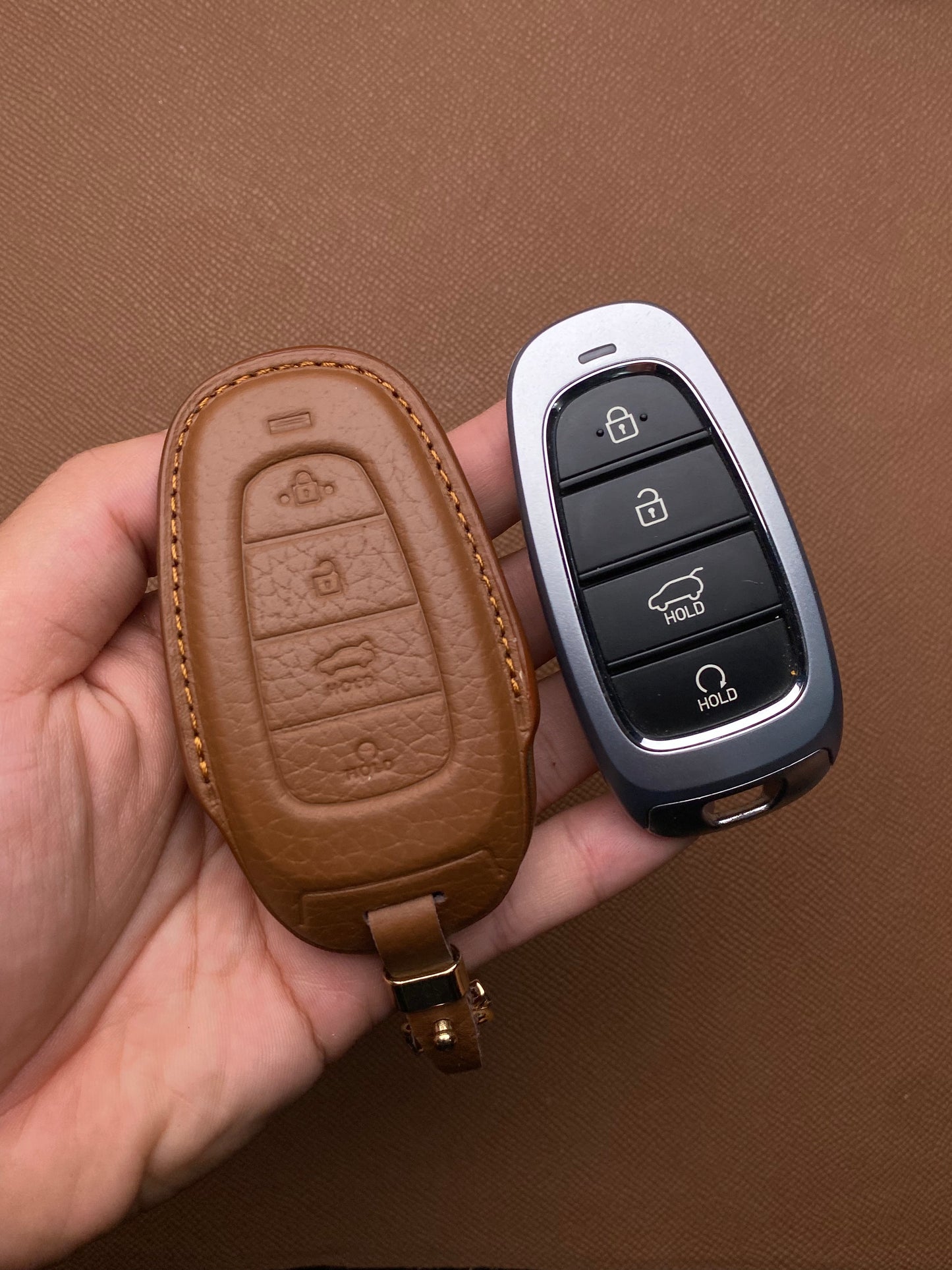 Leather Car Key Case for Hyundai Santa Fe, Tucson, Palisade (2021 - 2024)