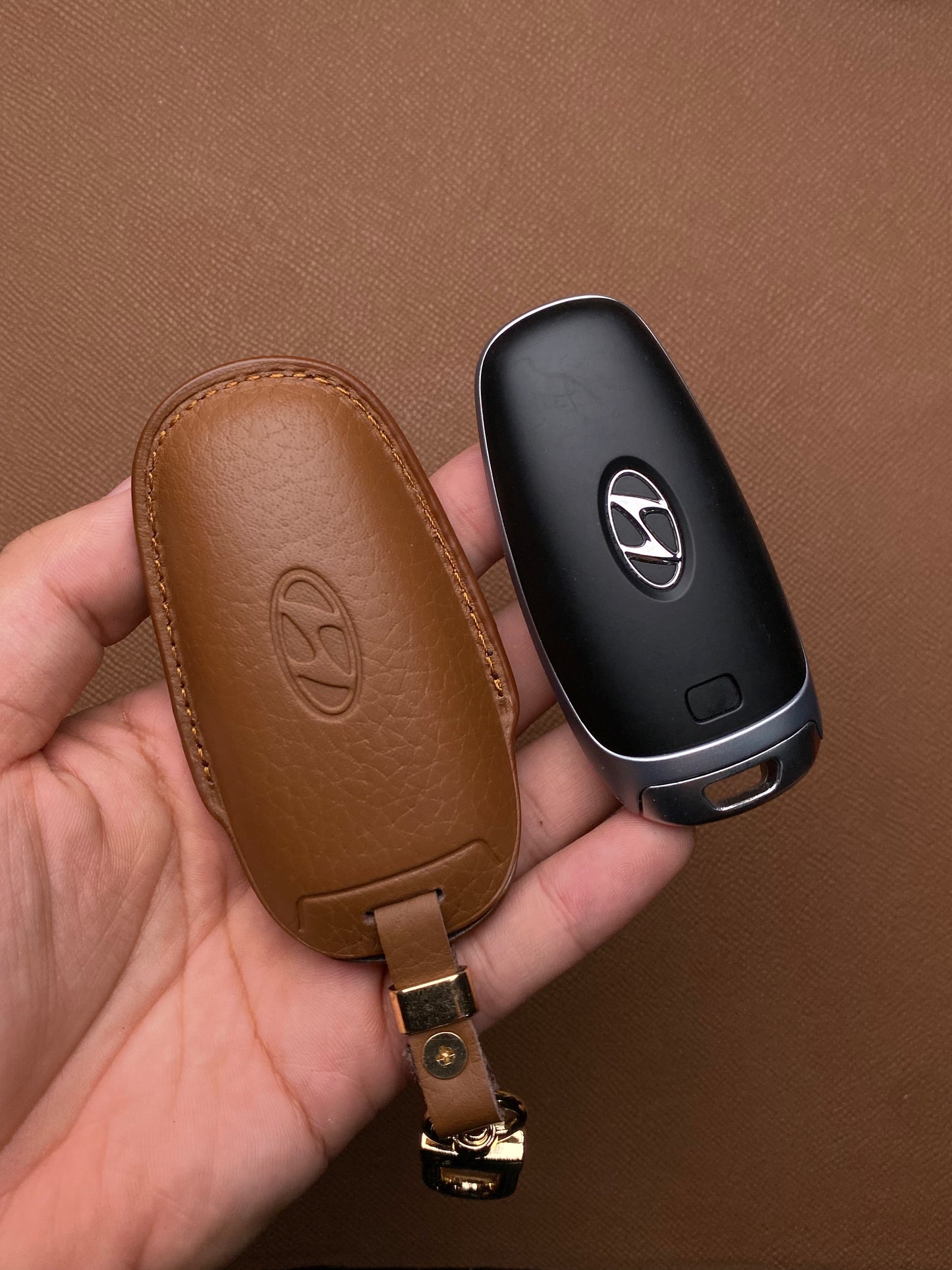 Leather Car Key Case for Hyundai Santa Fe, Tucson, Palisade (2021 - 2024)