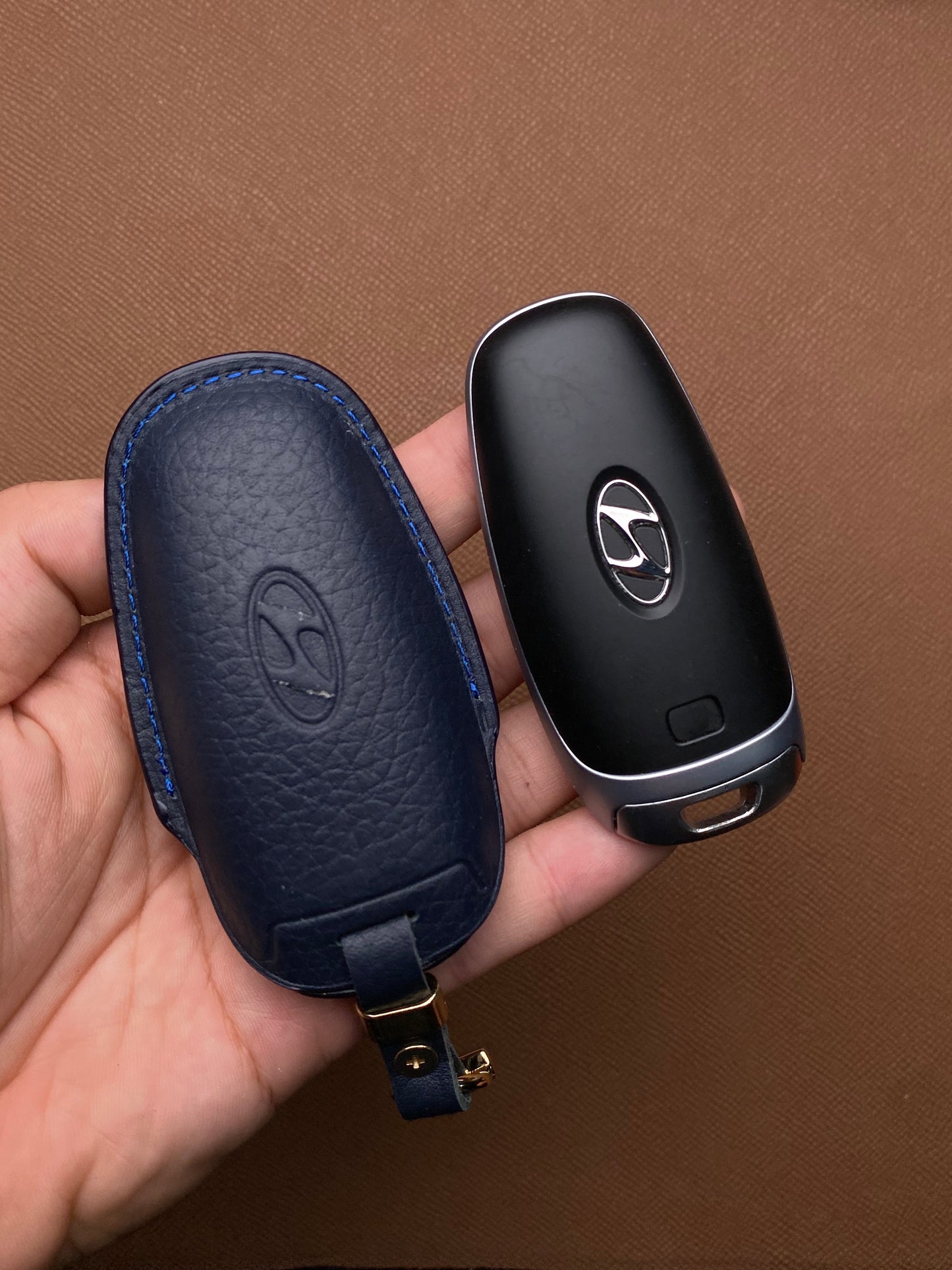 Leather Car Key Case for Hyundai Santa Fe, Tucson, Palisade (2021 - 2024)