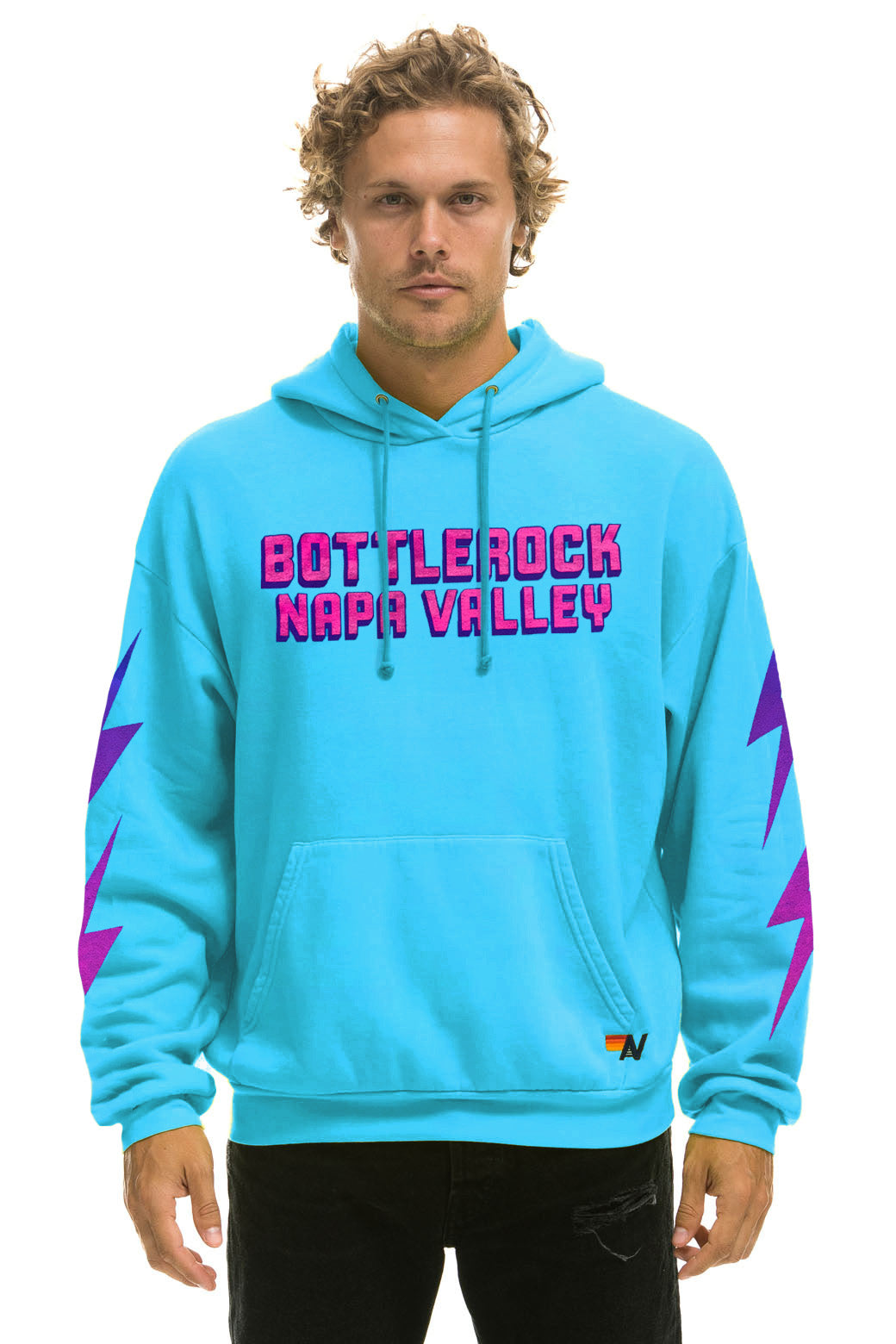 BOTTLEROCK 2025 RELAXED PULLOVER HOODIE - NEON BLUE