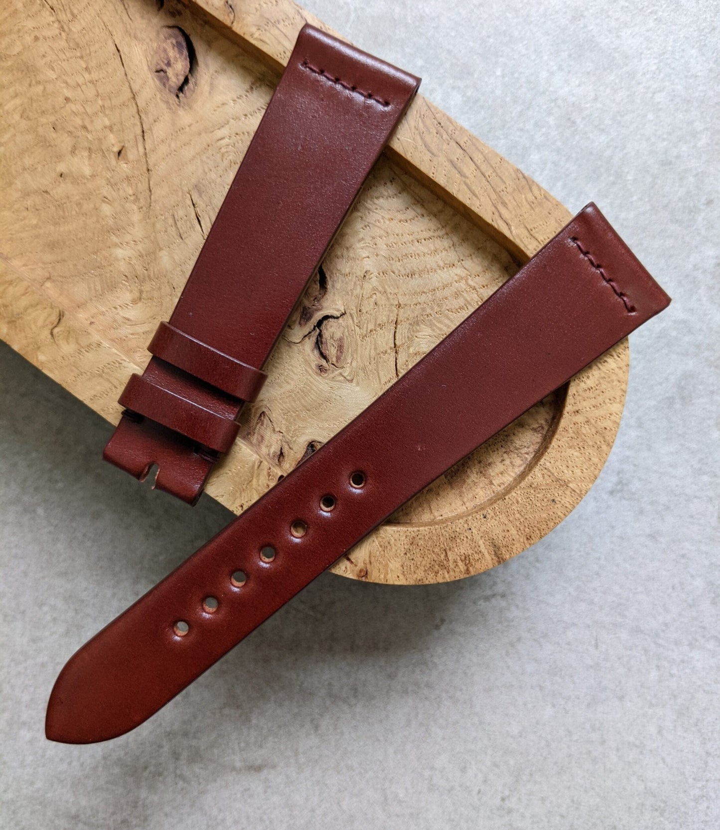 Cordovan Vintage Strap Stitch - Red Brown W/Matching stitch