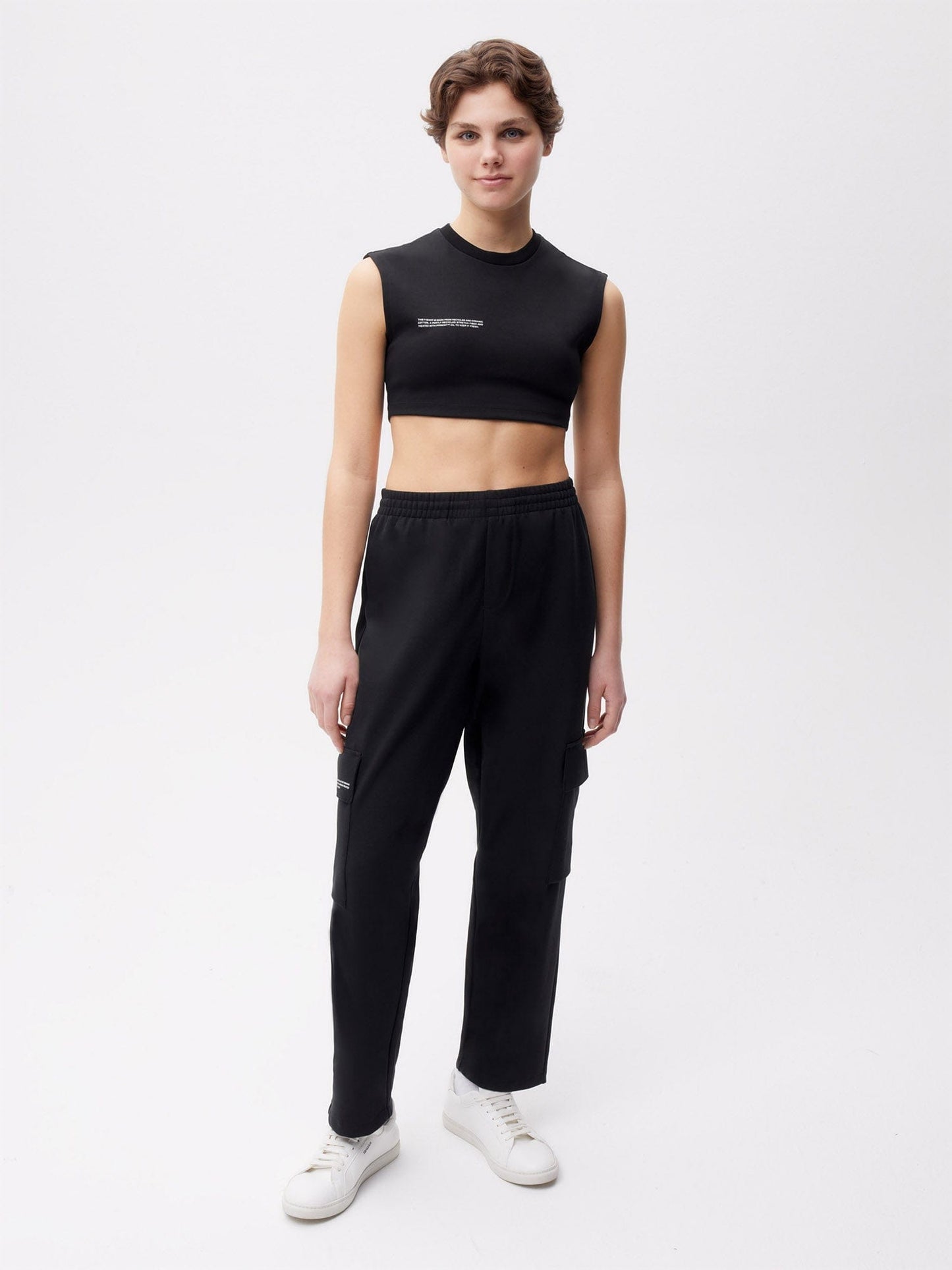 Womens Recycled Cotton Jersey Cargo Pants—black