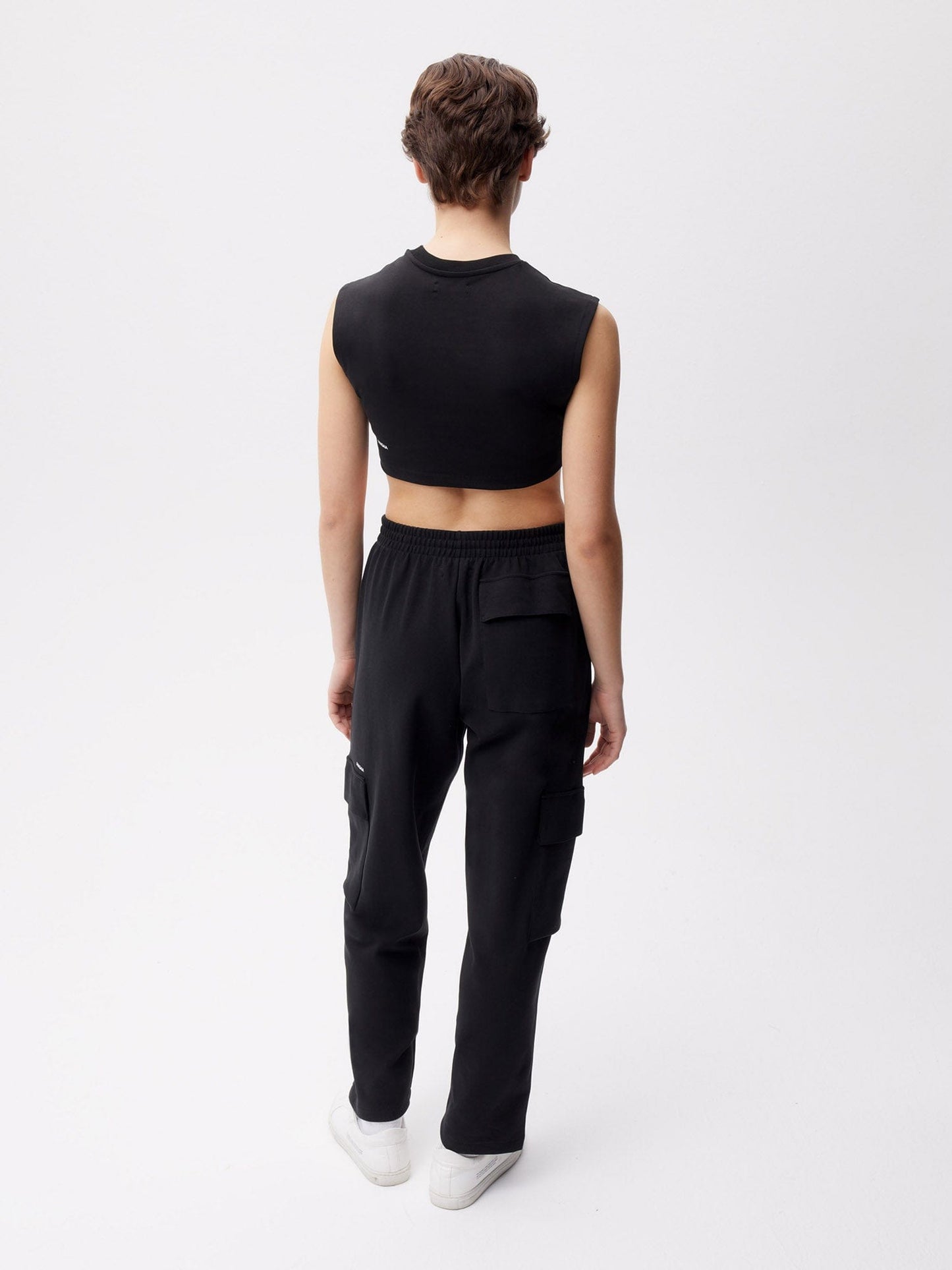 Womens Recycled Cotton Jersey Cargo Pants—black
