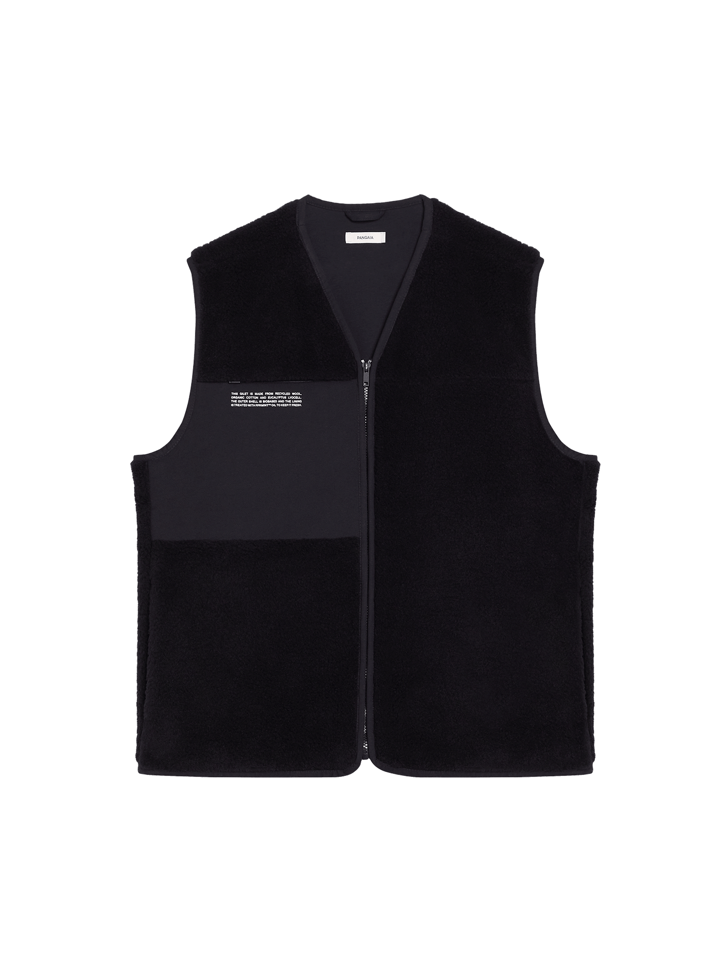 Womens Recycled Wool Fleece Gilet—black