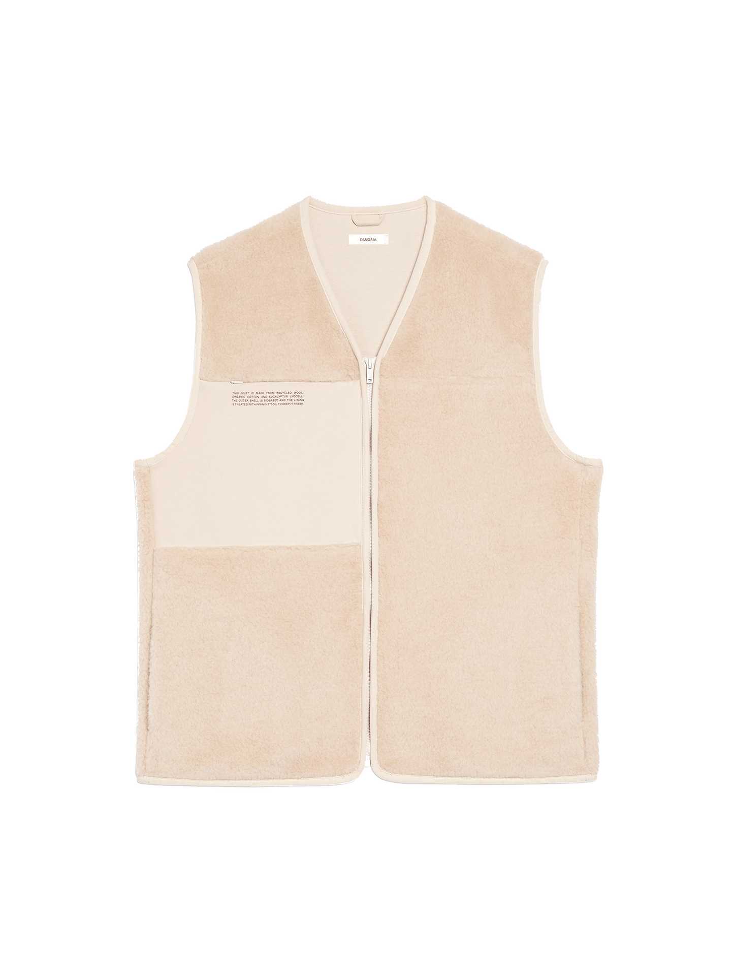 Womens Recycled Wool Fleece Gilet—sand