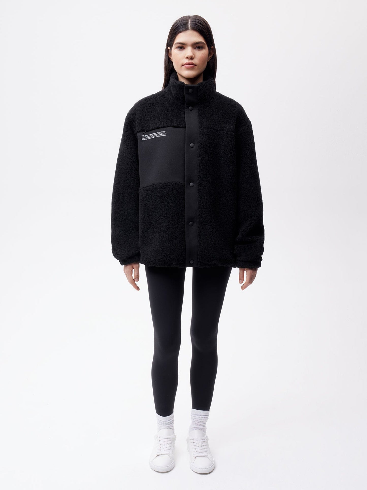 Womens Recycled Wool Fleece Jacket—black
