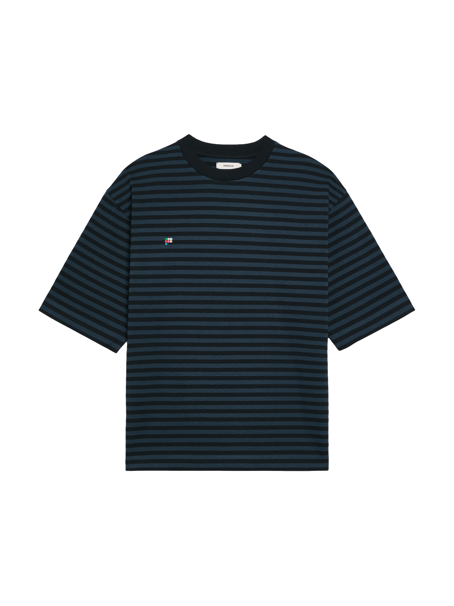 Womens Recycled Cotton Stripe Boxy T-shirt—black