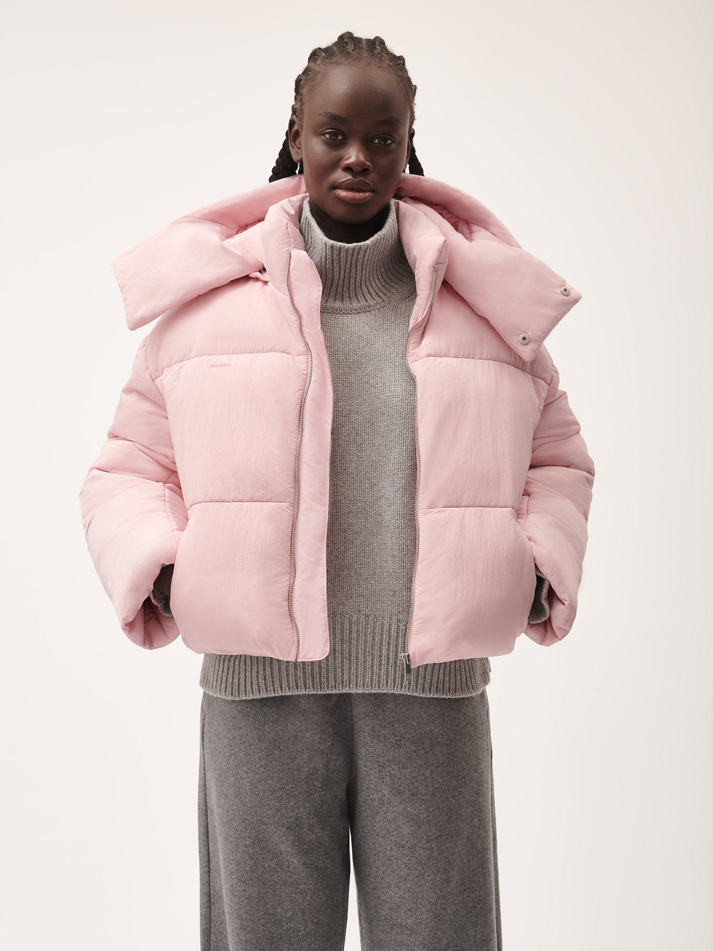 Women’s Flower-Warmth Recycled Nylon Cropped Puffer—magnolia pink