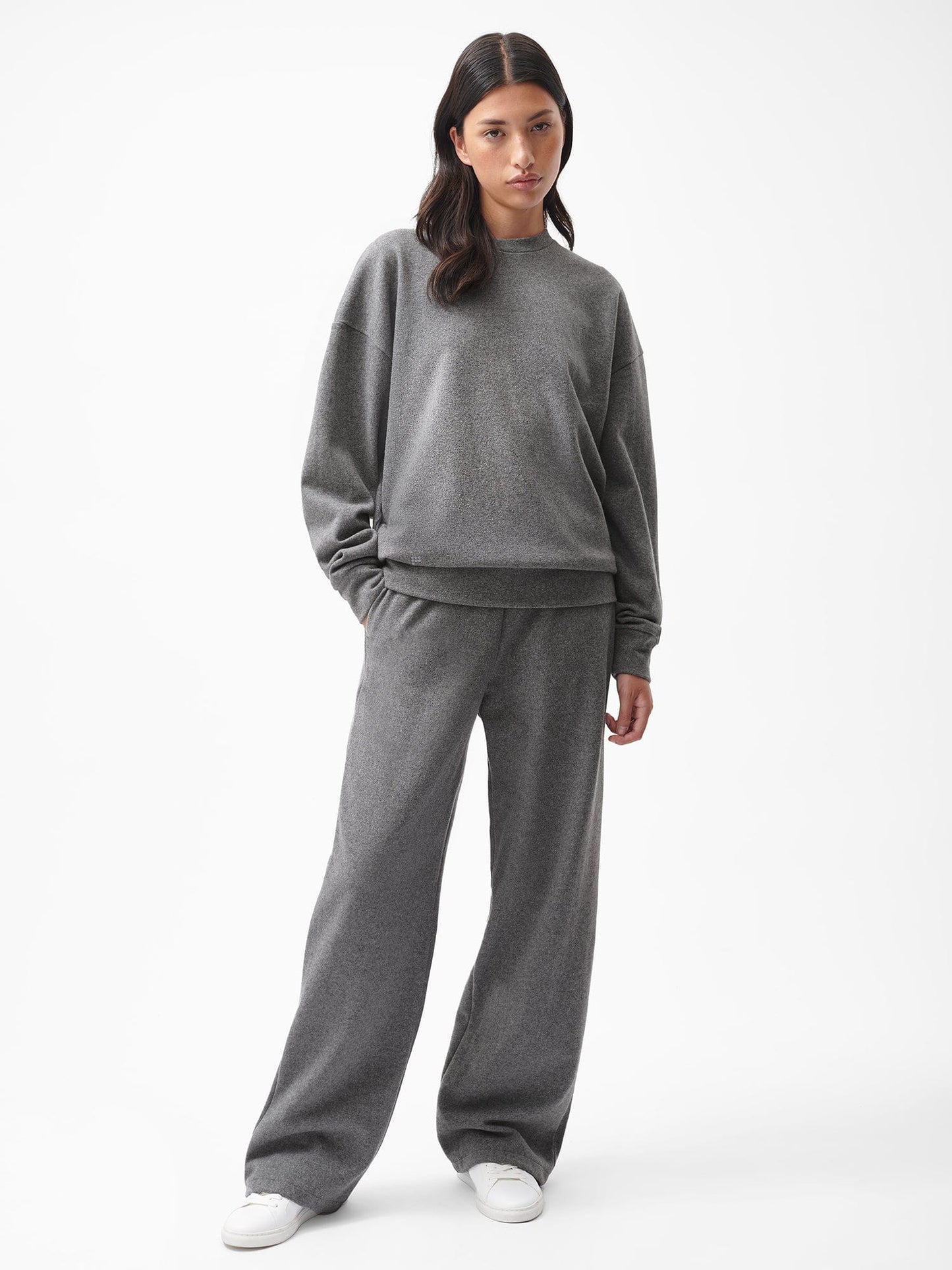 Womens Recycled Wool Jersey Wide-Leg Track Pants—volcanic grey