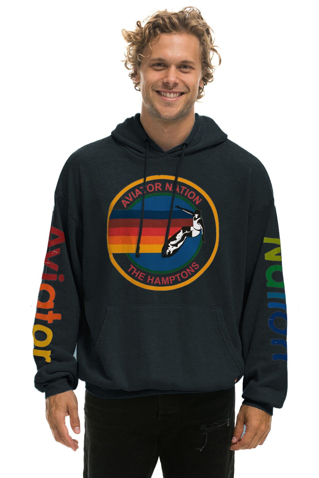 AVIATOR NATION HAMPTONS RELAXED PULLOVER HOODIE - CHARCOAL
