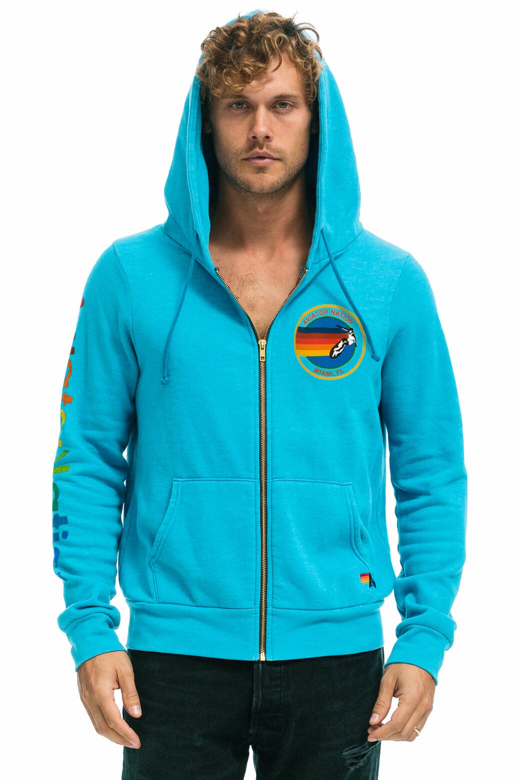 AVIATOR NATION MIAMI HOODIE - NEON BLUE
