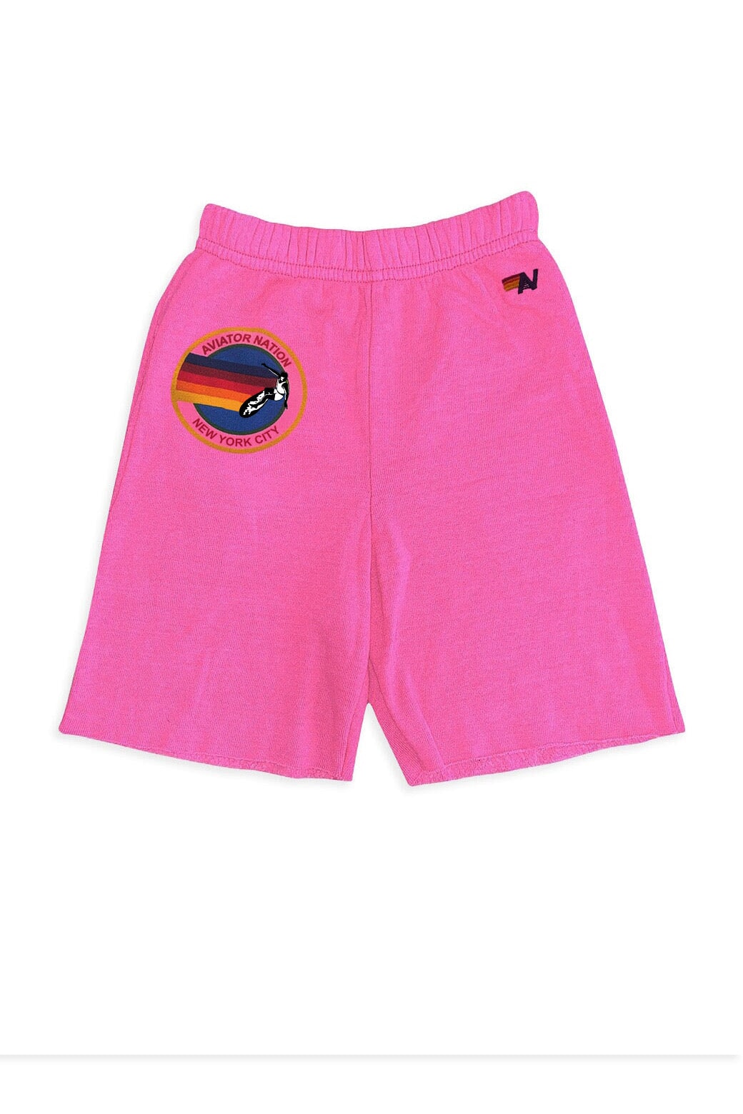 AVIATOR NATION NEW YORK CITY KIDS SWEATSHORTS - NEON PINK