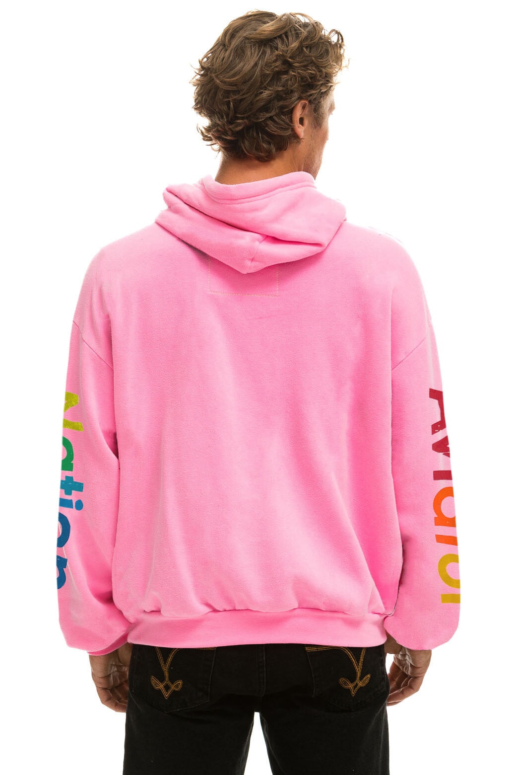 AVIATOR NATION NEW YORK CITY RELAXED PULLOVER HOODIE - NEON PINK