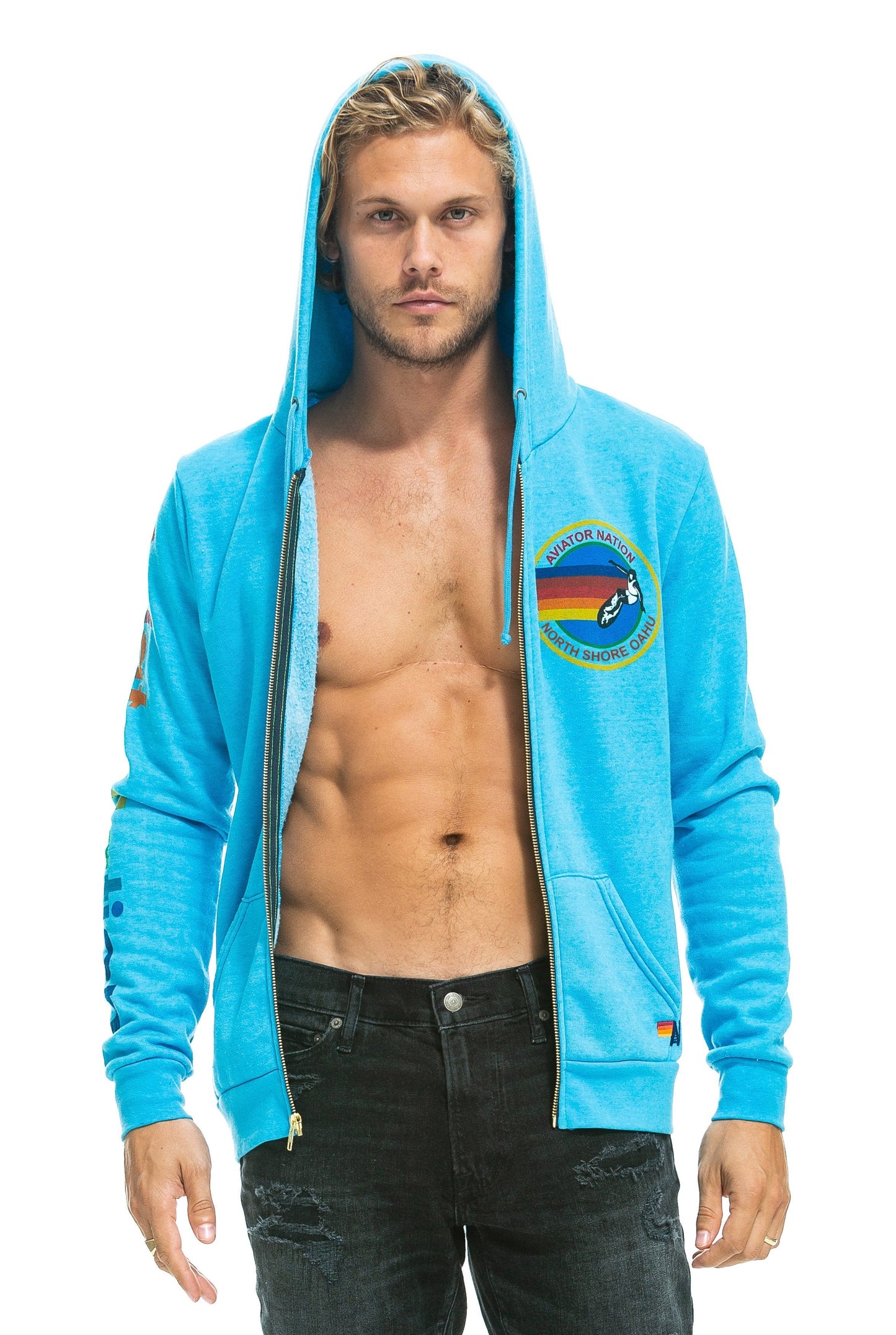 AVIATOR NATION NORTH SHORE HOODIE - NEON BLUE