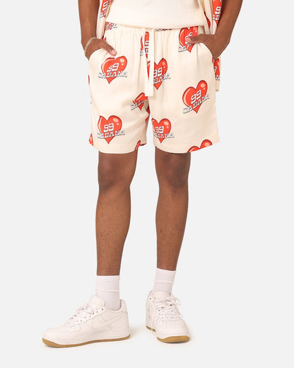 99 Cabana Roaming Hearts Shorts Off White/Red