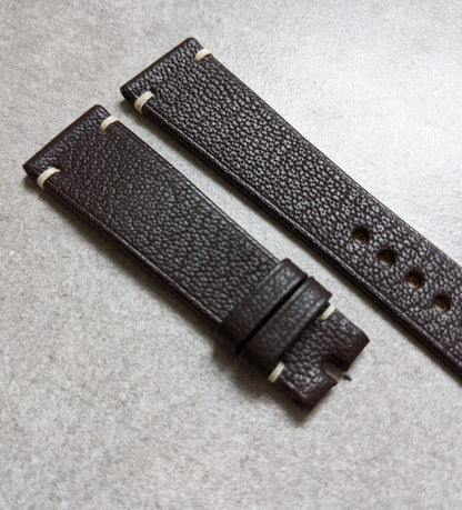 Alran Goatskin Vintage Minimal Stitch Strap - Chocolate Brown