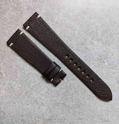 Alran Goatskin Vintage Minimal Stitch Strap - Chocolate Brown