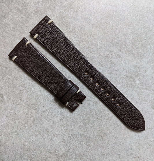 Alran Goatskin Vintage Minimal Stitch Strap - Chocolate Brown