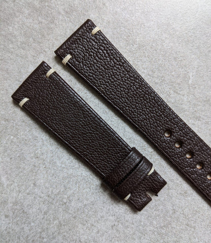 Alran Goatskin Vintage Minimal Stitch Strap - Chocolate Brown