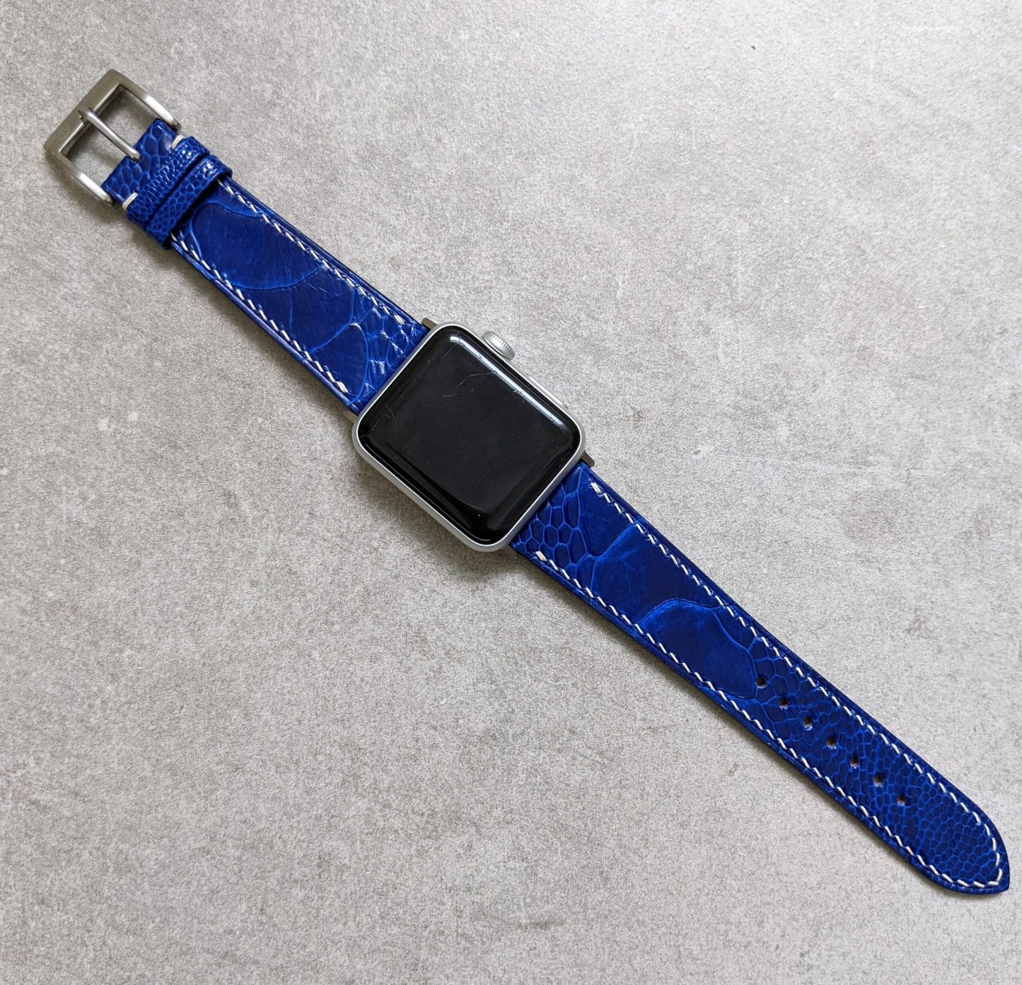 Apple Watch Strap - Ostrich Shin Electric Blue