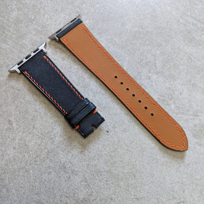 Apple Watch Strap - Pueblo Navy Blue W/Orange Stitching