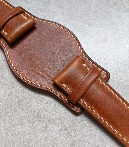 Badalassi Bund Watch Strap - Tan Brown W/Cream stitching