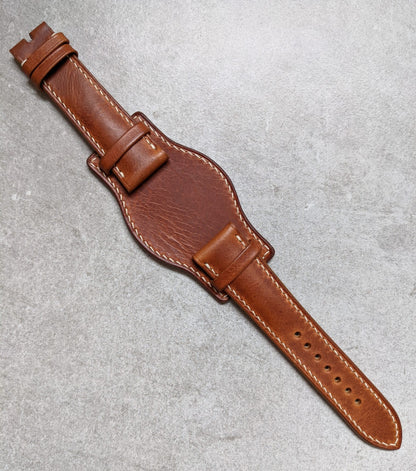 Badalassi Bund Watch Strap - Tan Brown W/Cream stitching