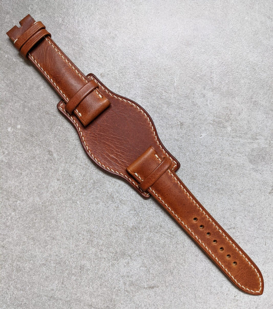 Badalassi Bund Watch Strap - Tan Brown W/Cream stitching