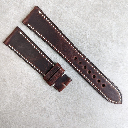 Badalassi Wax Strap - Dark Brown W/Cream stitch