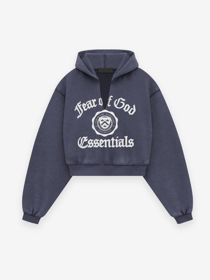 Women's Heavy Fleece Cropped V-Neck Hoodie