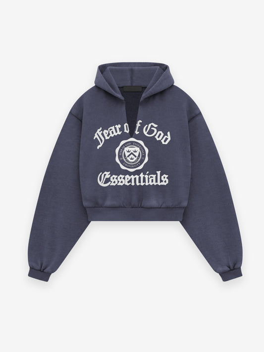 Women's Heavy Fleece Cropped V-Neck Hoodie
