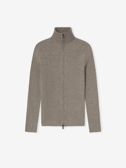Womens Soft Rib Knit Zip-Up Jacket