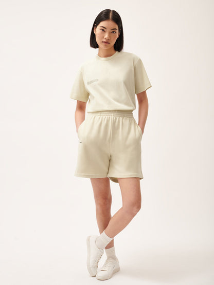 Womens 365 Midweight Mid Length Shorts—travertine beige