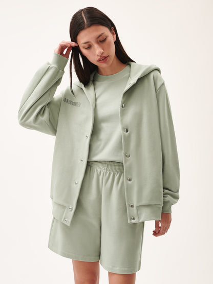 Womens 365 Midweight Snap Button Hoodie—moss green