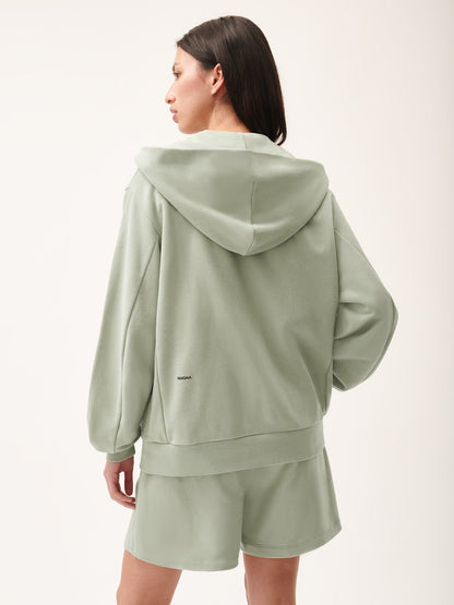 Womens 365 Midweight Snap Button Hoodie—moss green