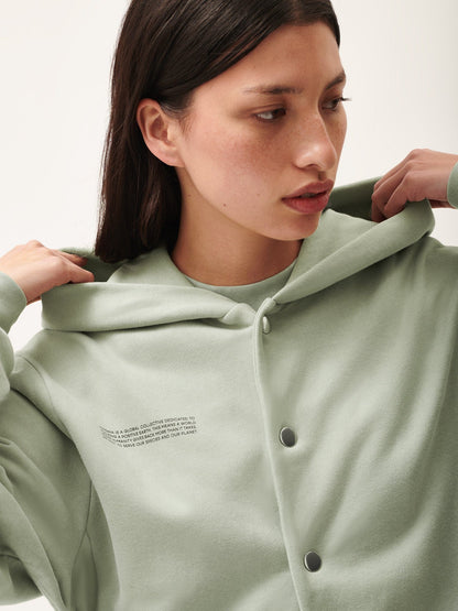 Womens 365 Midweight Snap Button Hoodie—moss green