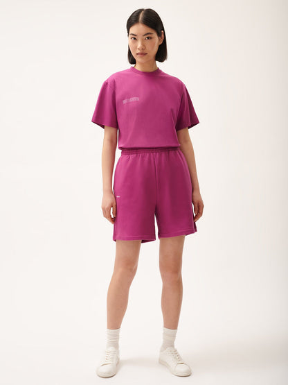 Womens 365 Midweight Mid Length shorts—berry purple