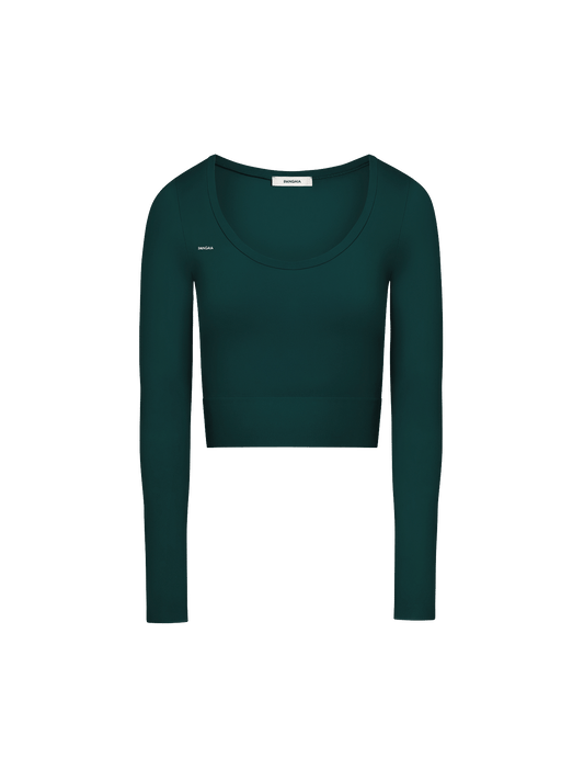 Women's Plant-Stretch Long Sleeve Cropped Top—Foliage Green