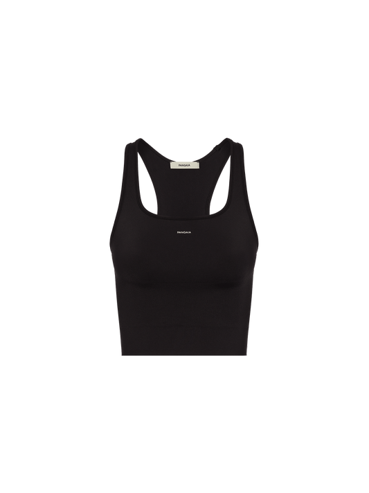 Womens Plant-Stretch Compressive Ribbed Tank Top—black