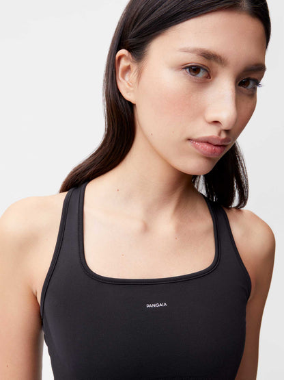 Womens Plant-Stretch Compressive Ribbed Tank Top—black