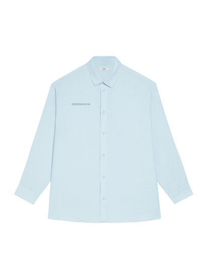 Aloe Linen Collared Long Sleeve Shirt—baby blue
