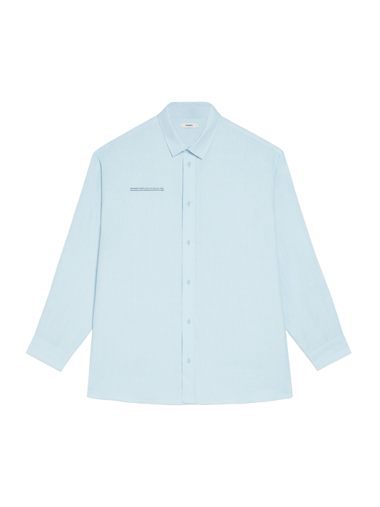 Aloe Linen Collared Long Sleeve Shirt—baby blue