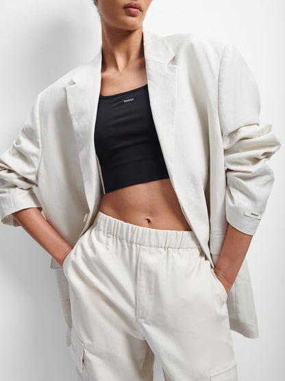 Aloe Linen Tailored Blazer—limestone