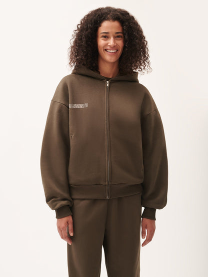 Womens DNA Heavyweight Zipped Hoodie—cacoa brown