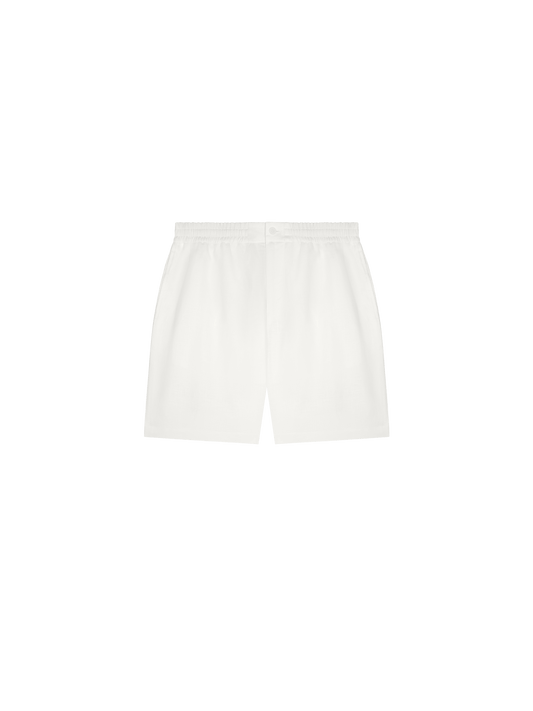 Womens Aloe Linen Mid Length Shorts—off-white